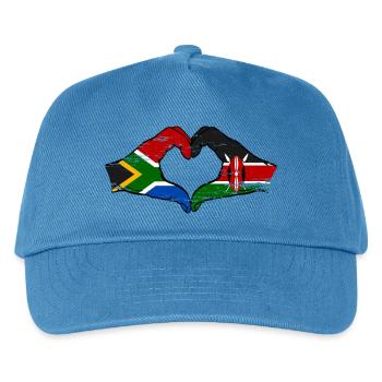 Südafrika Kenia Flagge Hände Herz used - Kinder Basecap - Pfauenblau - Vorne