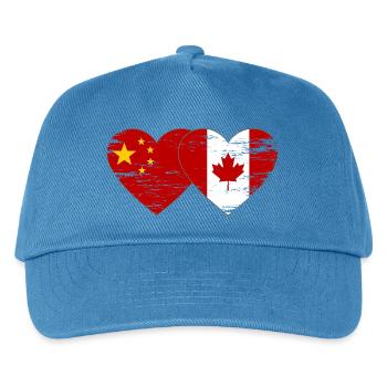 China Kanada Flagge Herz used - Kinder Basecap - Pfauenblau - Vorne