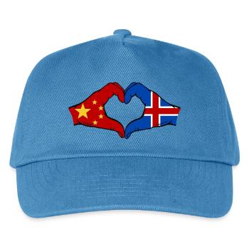 China Iceland Flag Hands Heart Shape - Kids’ Baseball Cap - peacock-blue - Front