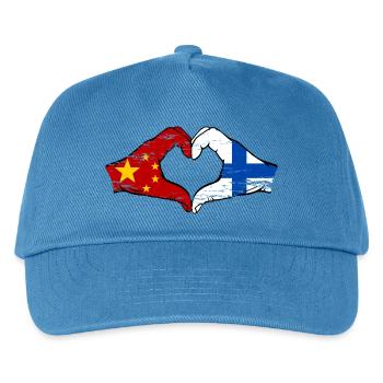 China Finnland Flagge Hände Herzform used - Kinder Basecap - Pfauenblau - Vorne