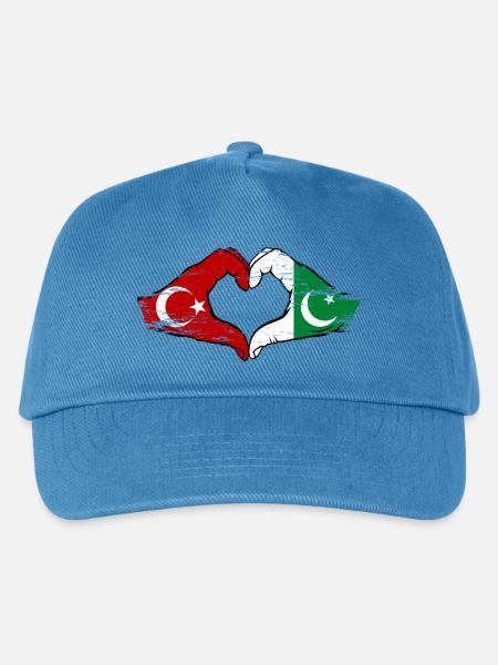 Türkei Pakistan Flagge Hände Herzform used - Kinder Basecap - Pfauenblau