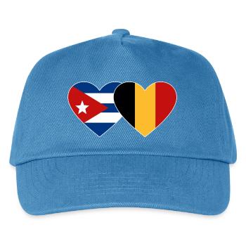 Kuba Belgien Flagge Herz - Kinder Basecap - Pfauenblau - Vorne