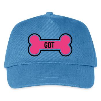 Hundehalsband Knochen Welpe Hundemama - Kinder Basecap - Pfauenblau - Vorne