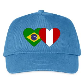 Brazil Peru Flag Hands Heart Shape Used - Kids’ Baseball Cap - peacock-blue - Front