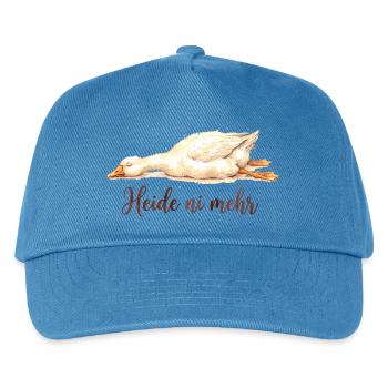 "Heide ni mehr" – Müde sächsische Aquarell Gans - Kinder Basecap - Pfauenblau - Vorne