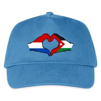 Holland Jordanien Flagge Hände Herzform - Kinder Basecap - Pfauenblau - Vorne