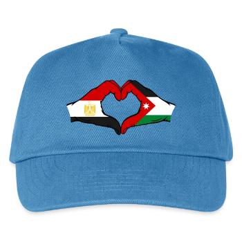 Ägypten Jordanien Flagge Hände Herzform - Kinder Basecap - Pfauenblau - Vorne