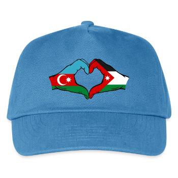 Aserbaidschan Jordanien Flagge Hände Herzform - Kinder Basecap - Pfauenblau - Vorne