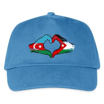 Aserbaidschan Jordanien Flagge Hände Herzform  - Kinder Basecap - Pfauenblau - Vorne