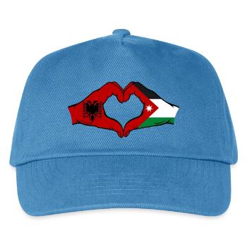 Albanien Jordanien Flagge Hände Herzform - Kinder Basecap - Pfauenblau - Vorne