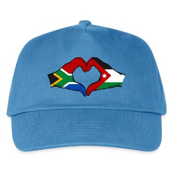 Südafrika Jordanien Flagge Hände Herzform - Kinder Basecap - Pfauenblau - Vorne