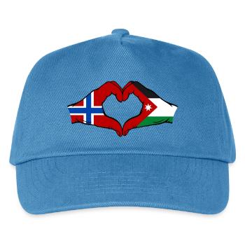 Norwegen Jordanien Flagge Hände Herzforn - Kinder Basecap - Pfauenblau - Vorne