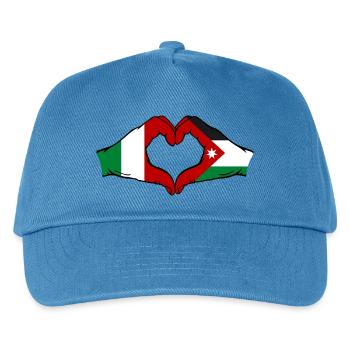 Italien Jordanien Flagge Hände Herzform - Kinder Basecap - Pfauenblau - Vorne