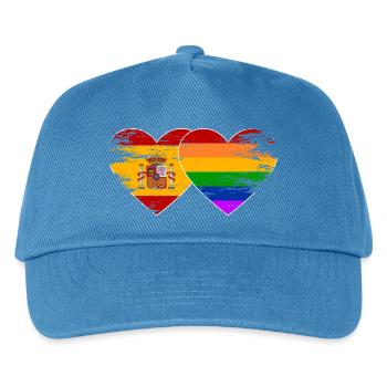 Spanien Regenbogen Flagge Herz used - Kinder Basecap - Pfauenblau - Vorne