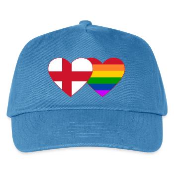 England Regenbogen Flagge Herz - Kinder Basecap - Pfauenblau - Vorne