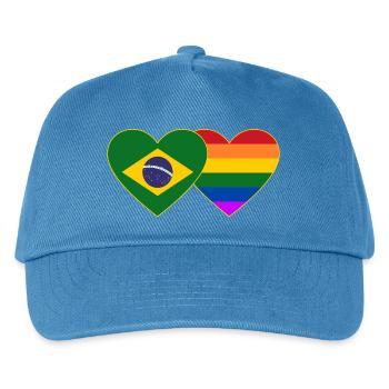 Brasilien Regenbogen Flagge Herz - Kinder Basecap - Pfauenblau - Vorne