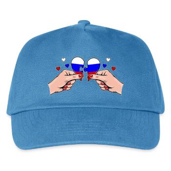 Russland Frauenhände Herzpuzzle - Kinder Basecap - Pfauenblau - Vorne