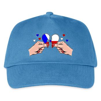 Tschechien Frauenhände Herzpuzzle - Kinder Basecap - Pfauenblau - Vorne