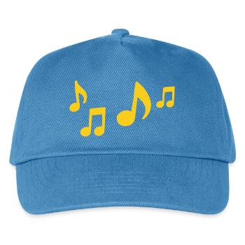 Gelbe Musiknoten Kontrast - Kinder Basecap - Pfauenblau - Vorne
