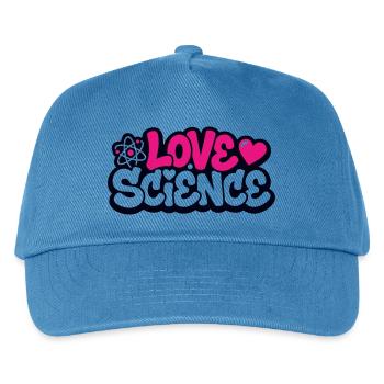 Love Science Schriftzug Logo - Kinder Basecap - Pfauenblau - Vorne