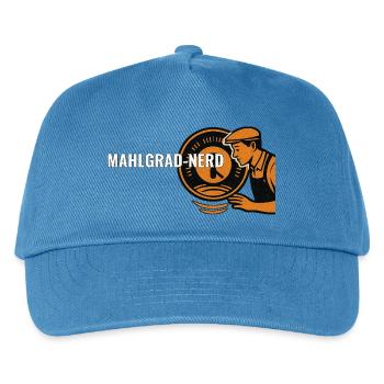 Mahlgrad-Nerd – Kaffee Geschenk für Barista & Kaff - Kinder Basecap - Pfauenblau - Vorne