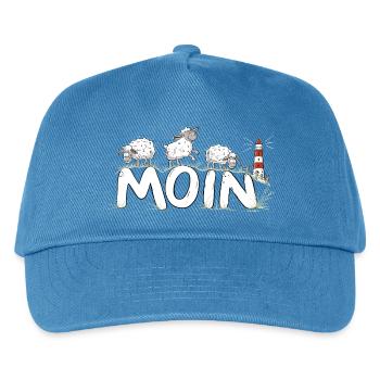 Moin Schafe Leuchtturm Nordsee Küstenhumor - Kinder Basecap - Pfauenblau - Vorne