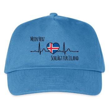 Mein Herz schlägt für Island Skandinavien - Kinder Basecap - Pfauenblau - Vorne