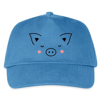 Schwein Sau Schweinchen Ferkel Eber I Geschenkidee - Kinder Basecap - Pfauenblau - Vorne