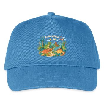 Dino Welt: bunte Urzeit-Szene - Kinder Basecap - Pfauenblau - Vorne