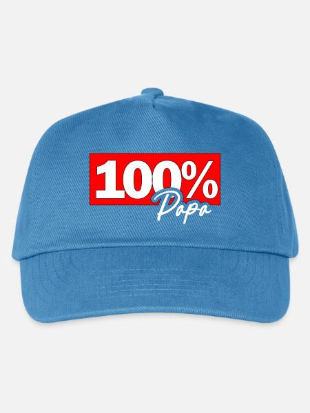100% Papa Typo Grafik - Kinder Basecap - Pfauenblau
