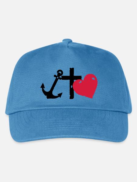 Rote Herzsilhouette glaube-liebe-Hoffnung - Kinder Basecap - Pfauenblau