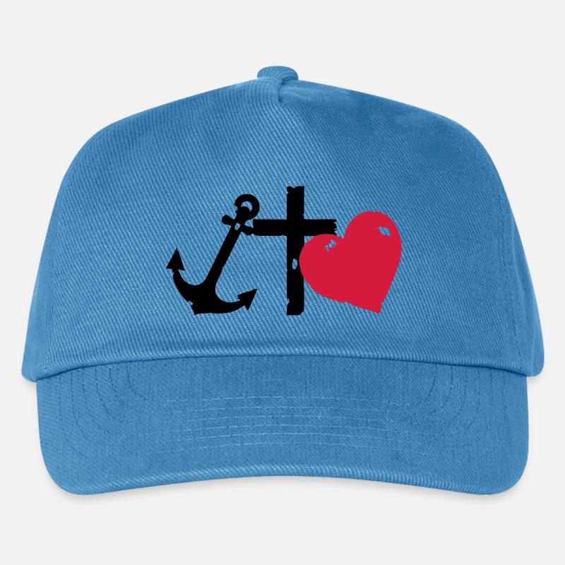Rote Herzsilhouette glaube-liebe-Hoffnung - Kinder Basecap - Pfauenblau