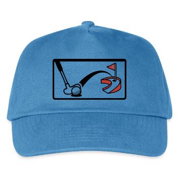 Minigolf Retro Cartoon Golfball JGA Team - Kinder Basecap - Pfauenblau - Vorne