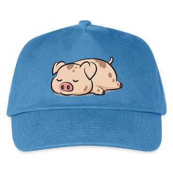 Hellbraunes Schwein mit Braunen Flecken - Kinder Basecap - Pfauenblau - Vorne
