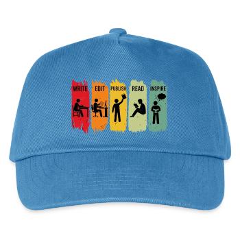 Retro Writer Schritte Schreiben Bearbeiten Veröffentlichen Inspirieren - Kinder Basecap - Pfauenblau - Vorne