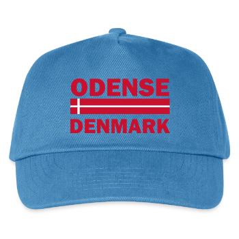 Odense, Dänemark Gestreifte Flagge - Kinder Basecap - Pfauenblau - Vorne