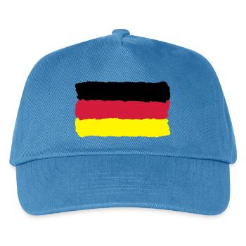 schwarz rot gold Deutschland Fahne Germany - Kinder Basecap - Pfauenblau - Vorne