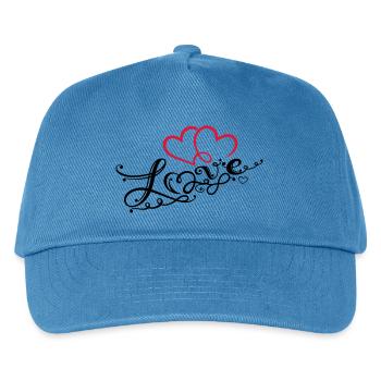 Herzen mit Schrift und Unendlichkeitsschleife - Kinder Basecap - Pfauenblau - Vorne