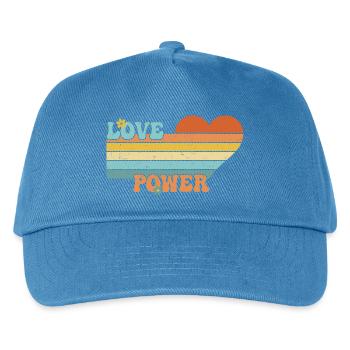 Love Power - Cœur d’amour rétro des années 60 et 70 - Casquette de baseball Enfant - bleu paon - Devant