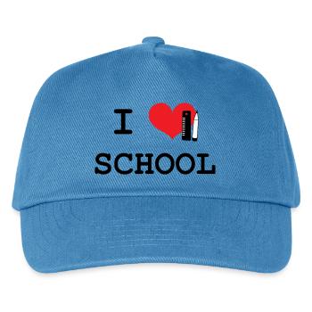 I Love School: Ikonisches Black Love School Muster - Kinder Basecap - Pfauenblau - Vorne