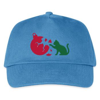 Katze Christbaumkugel Grafik - Kinder Basecap - Pfauenblau - Vorne