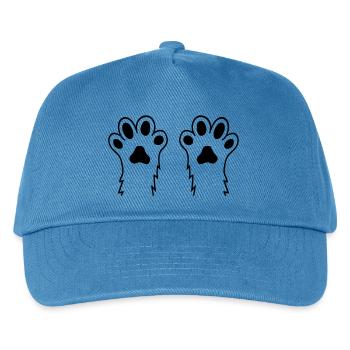 Haarige Katzen Hunde Pfoten Tatzen Wild Tier Hände - Kinder Basecap - Pfauenblau - Vorne