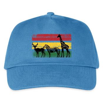 Savannen-Silhouetten in Rastafari-Farben - Kinder Basecap - Pfauenblau - Vorne