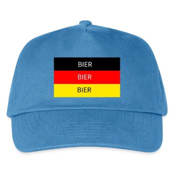 Bier Flagge Schwarz Rot Gold Deutschland - Kinder Basecap - Pfauenblau - Vorne