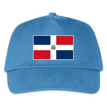 Dominican Republic Flag Classic Frame - Kinder Basecap - Pfauenblau - Vorne