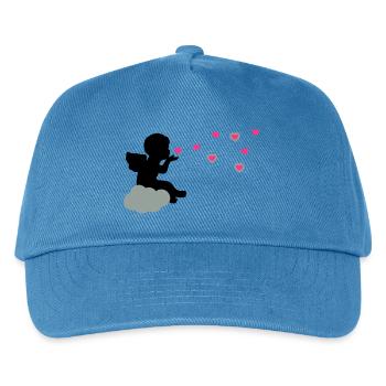 Stilisierter Liebesengel mit Herzen - Kinder Basecap - Pfauenblau - Vorne