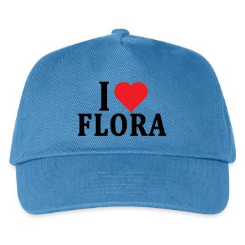 T-Shirt I love Flora T-Shirt Geschenkidee - Kinder Basecap - Pfauenblau - Vorne