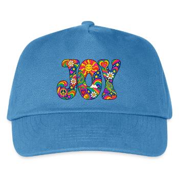 Psychedelisches JOY Muster - Kinder Basecap - Pfauenblau - Vorne