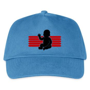 Baby Motiv winken Body Strampler Lustige Sprüche - Kinder Basecap - Pfauenblau - Vorne