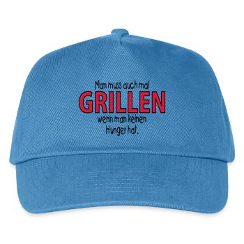 man muss auch mal GRILLEN, wenn man -- ©roil - Kinder Basecap - Pfauenblau - Vorne